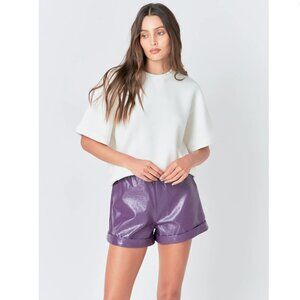 GREY LAB High Waist Shiny Purple PU Shorts. Size XS. NWT.